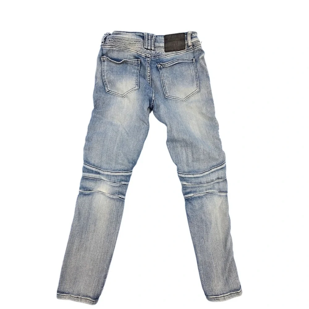 Rue21 Premium Mens 28x30 Skinny Supreme Flex Moto‎ Distressed Side Stripe Jeans